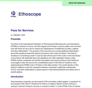 Note for Guidance: Fees for Services